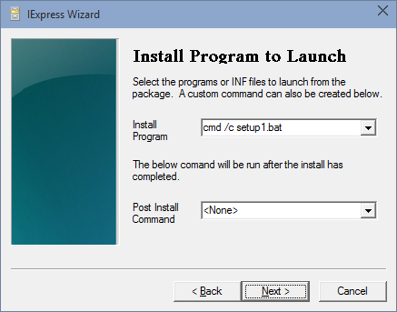 IExpress Wizard: Install Program to Launch